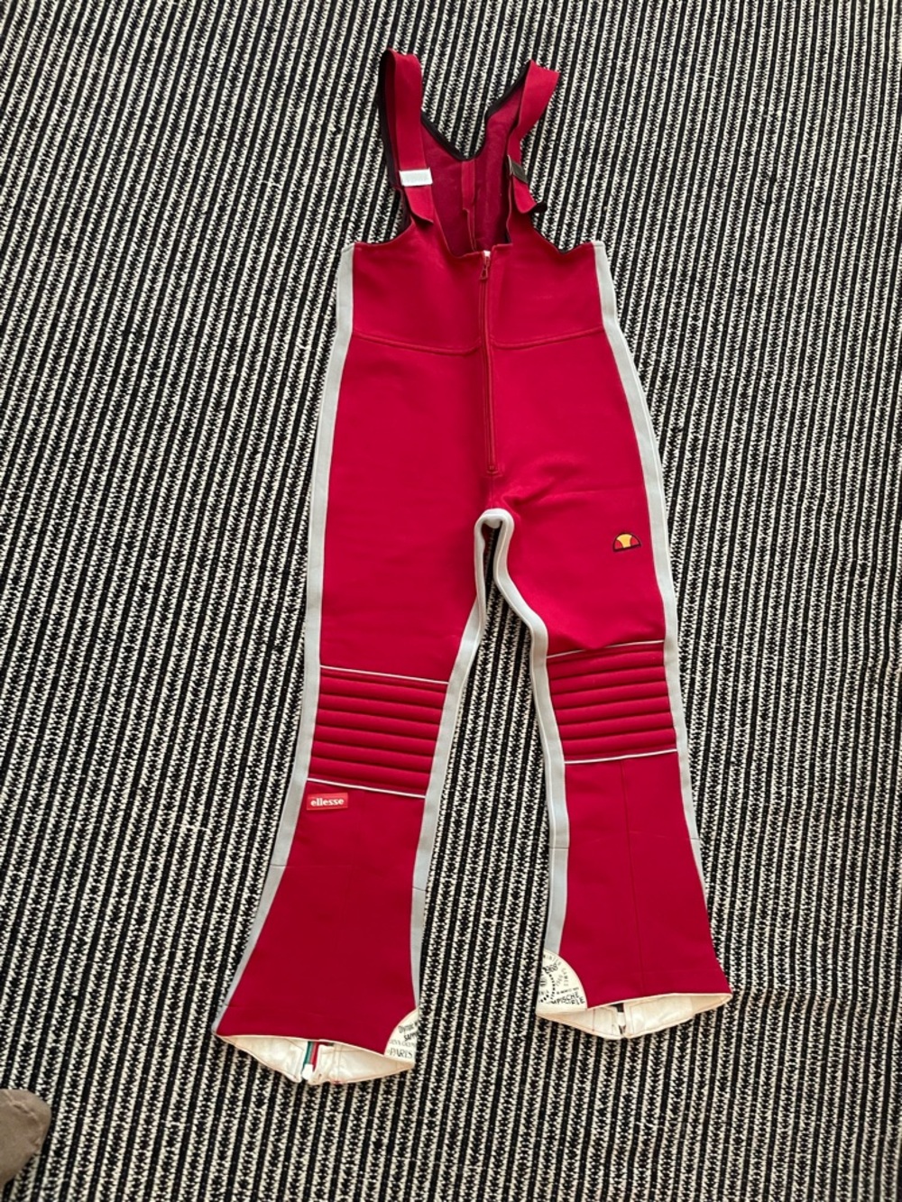 Vintage Ellesse Red Ski Overalls with White Trim made in Italy